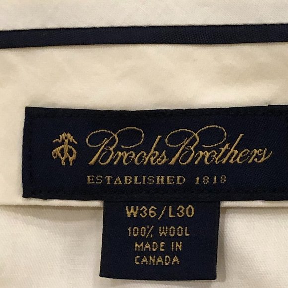 Brooks Brothers Men's 100% Pastel Cream Yellow Wool Pants 36X30 - Picture 6 of 9